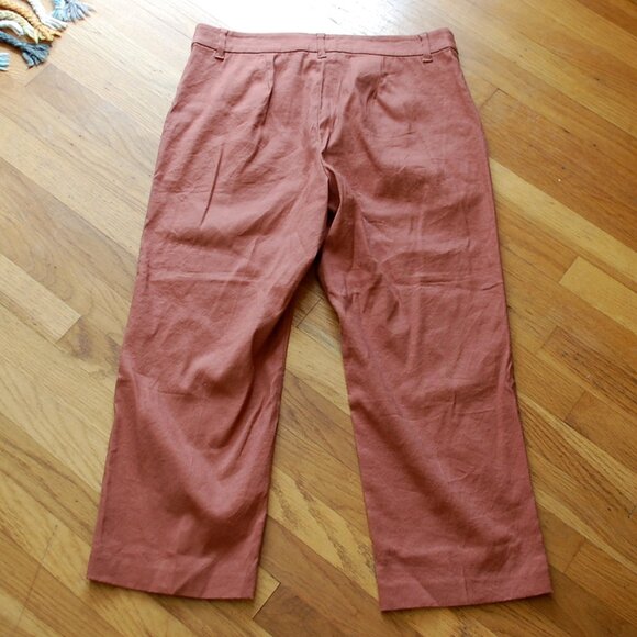 J. Jill Stretch Linen Rust Cropped Pants Straight Leg - Picture 5 of 5